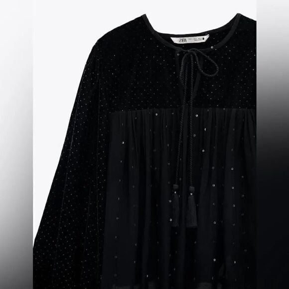 ZARA VELVET SPARKLY BLOUSE - Picture 5 of 5